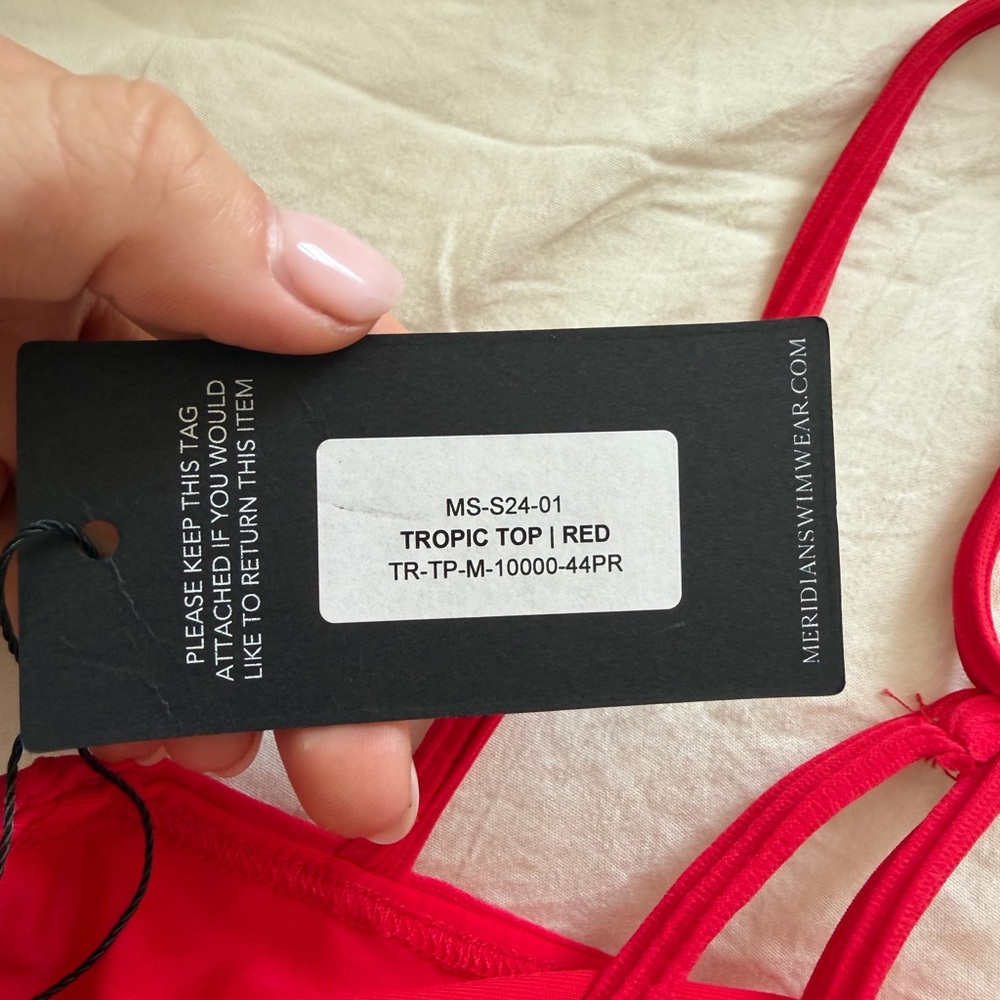 Meridian Red Ribbed bikini top - Picture 3 of 4
